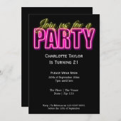 Neon Themed Party Einladung (Vorne/Hinten)