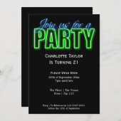 Neon Themed Party Einladung (Vorne/Hinten)