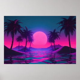 Neon Tides: Eine Vaporwave-Feier für Ozeane Poster