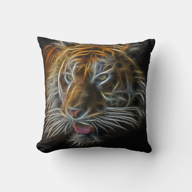 Neon Tiger Abstrakt Kissen (Vorderseite)