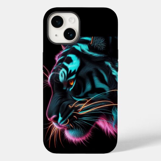 Neon Tiger Design Phone Case/iPhone 14 Fall Case-Mate iPhone Hülle (Rückseite)