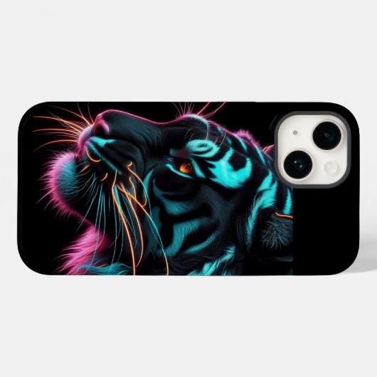 Neon Tiger Design Phone Case/iPhone 14 Fall Case-Mate iPhone Hülle (Rückseite (Horizontal))