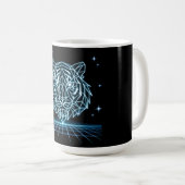 Neon-Tiger-Synthwave – Elektrischer Retro-Striker Kaffeetasse (VorderseiteRechts)
