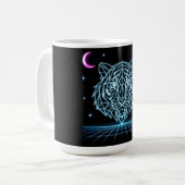 Neon-Tiger-Synthwave – Elektrischer Retro-Striker Kaffeetasse (Vorderseite Links)