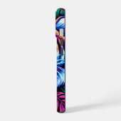 Neon Tiger und Dschungel-Blätter iPhone 15 Hülle (Linke Seite)