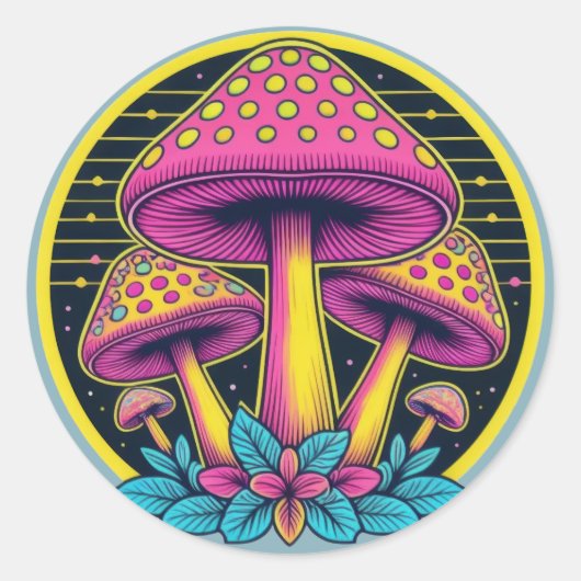 Neon Toadstool Trio Runder Aufkleber (Vorderseite)