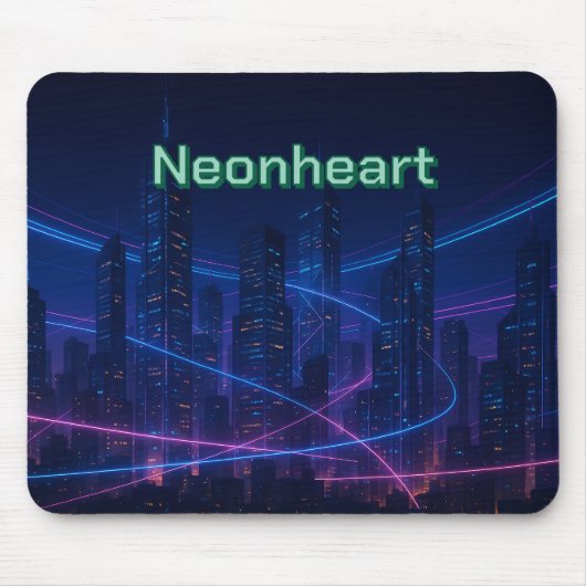 Neon-Traced Cyber City Mousepad (Vorne)