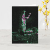 Neon Transparent Man erreicht für den Himmel Ich b Karte (Gelbe Blume)