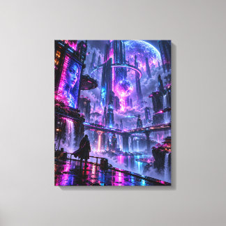 Neon-Träume – Der letzte Wanderer Leinwanddruck