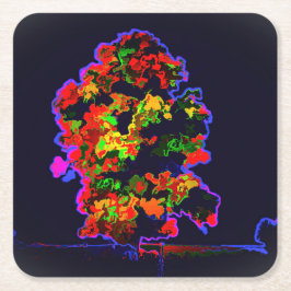 Neon Tree Explosion Rechteckiger Pappuntersetzer