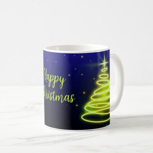 Neon Tree Happy Christmas Tree Mug Kaffeetasse (VorderseiteRechts)