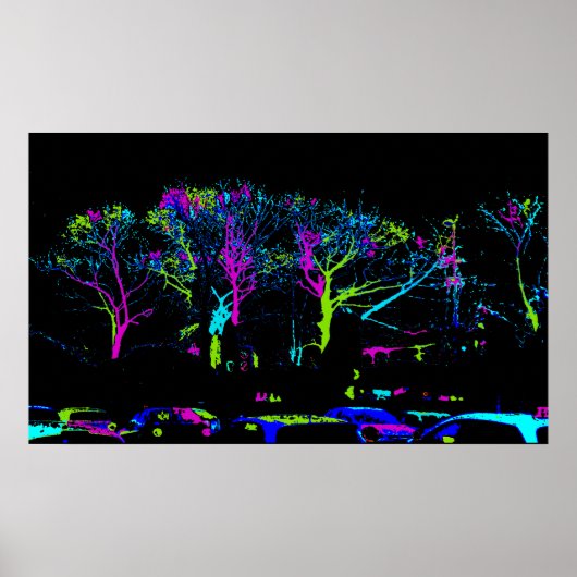 Neon Trees Urban Skyline - Dunkler Himmel Poster (Vorne)