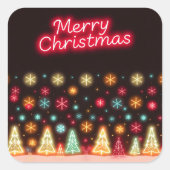 Neon Trendy Christmas Holiday Collection Quadratischer Aufkleber (Vorderseite)