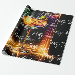 Neon Trendy Party Time Personalisiert Geschenkpapier