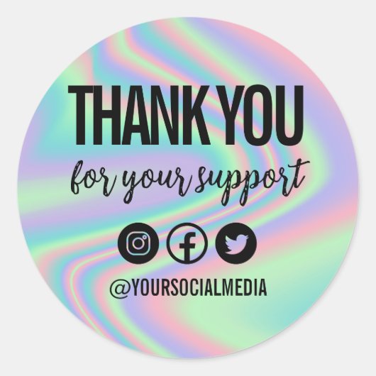 Neon Trendy Vielen Dank Media Insert Runder Aufkleber (Vorderseite)