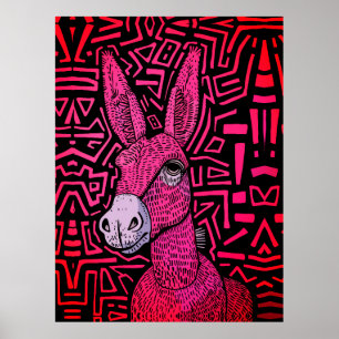Neon Tribal Donkey - Bold and Psychedelic Wall Art Poster