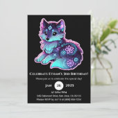 Neon Tribal Wolf Birthday Invitation Einladung (Stehend Vorderseite)