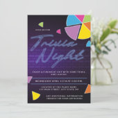 Neon Trivia Night Party Einladung (Stehend Vorderseite)