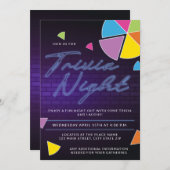 Neon Trivia Night Party Einladung (Vorne/Hinten)
