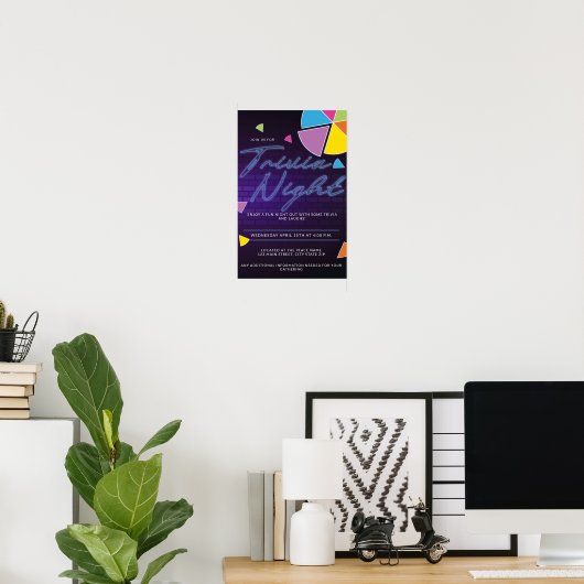 Neon Trivia Night Party Poster (Heimbüro)