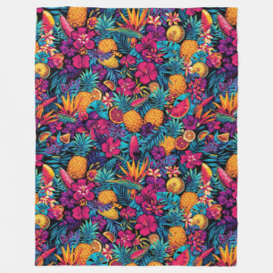 Neon-Tropenfrucht-Blumen-Wurfdecke Fleecedecke