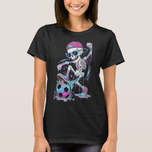 Neon-Tropf-Skelett-Fußballspieler-Graffiti-Straßen T-Shirt