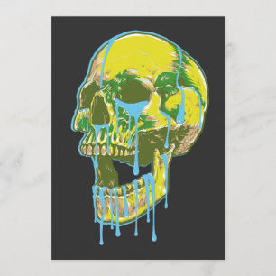 Neon-Tropfender-Schädel-Illustration – Fette Grung Einladung
