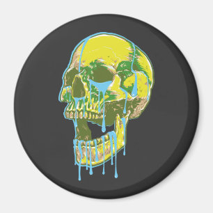 Neon-Tropfender-Schädel-Illustration – Fette Grung Magnet