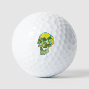 Neon-Tropfschädel-Illustration – Fette Grunge-Kuns Golfball