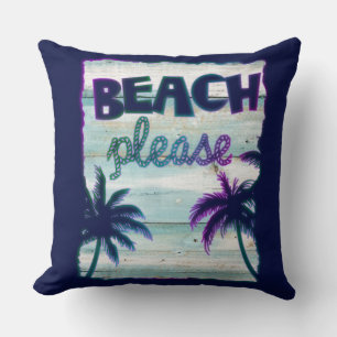 Neon Tropical Beach Wood Vacation Palmen Kissen