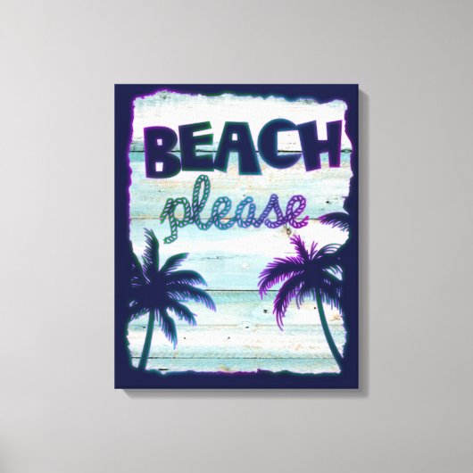 Neon Tropical Beach Wood Vacation Palmen Leinwanddruck (Vorderseite)