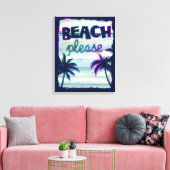 Neon Tropical Beach Wood Vacation Palmen Leinwanddruck (Insitu (Wohnzimmer))
