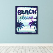Neon Tropical Beach Wood Vacation Palmen Leinwanddruck (Insitu (Holzboden))