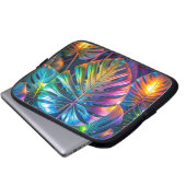 Neon Tropical Blätter Laptopschutzhülle (Vorne Knopf)
