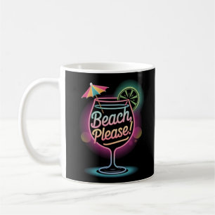 Neon Tropical Cocktail "Beach bitte" Retro Sommer Kaffeetasse