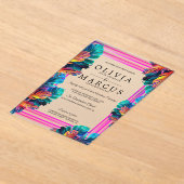 Neon Tropical Foliage Acrylic Invitation Acryleinladungen (Ablage )