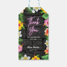 Neon Tropical Forest Summer Hawaii Geburtstagspart Geschenkanhänger