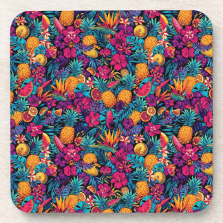 Neon Tropical Fruit Flower Coaster Set - Pineapple Getränkeuntersetzer
