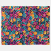 Neon Tropical Fruit Flower Throw Blanket Fleecedecke (Vorderseite (Horizontal))