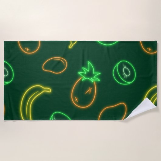 Neon Tropical Fruit Pattern Beach Towel Strandtuch (Vorderseite)