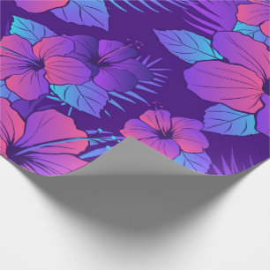 Neon Tropical Hibiskus Wrapping Paper Geschenkpapier