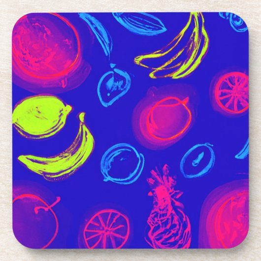 Neon Tropical Obstmuster Art. Jetzt kaufen Getränkeuntersetzer (Vorderseite)