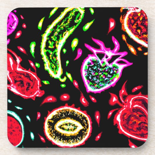 Neon Tropical Obstmuster Art. Jetzt kaufen Getränkeuntersetzer (Vorderseite)