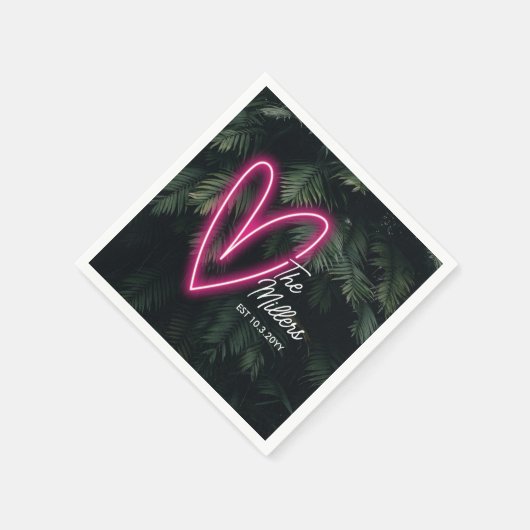 Neon Tropical Palm Moderne Liebe Hochzeit Serviette (Ecke)