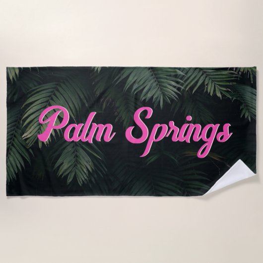 Neon Tropical Palms City Name Bachelorette Strandtuch (Vorderseite)