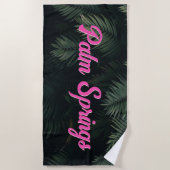 Neon Tropical Palms City Name Bachelorette Strandtuch (Vorderseite)