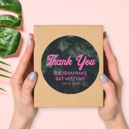 Neon Tropical Pink Personalisiert Danke, Aufkleber