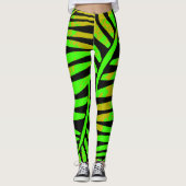 Neon Tropical Zebra Leaf Leggings (Vorderseite)