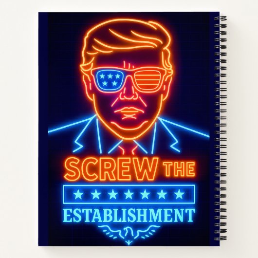 Neon Trump wirft das Establishment-Notebook Notizblock (Rückseite)