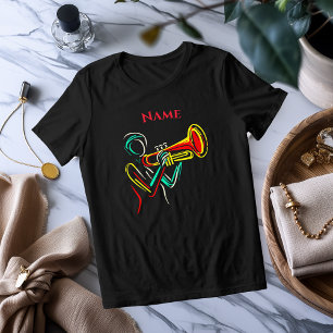 Neon Trumpet Line Art Lebhafter musikalischer T Tri-Blend Shirt